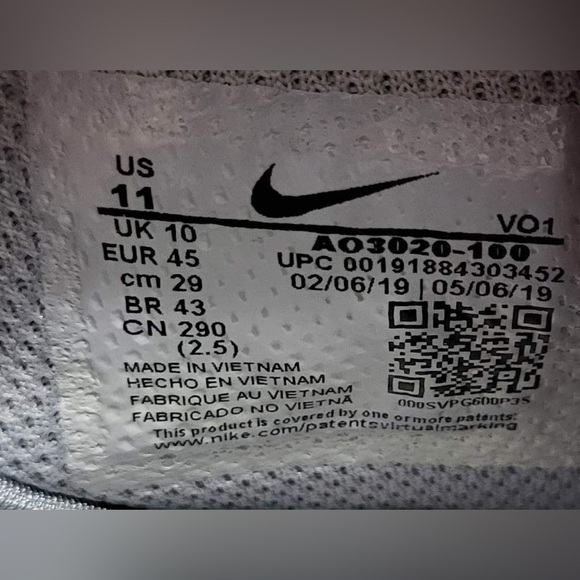 - NIKE Air Max Typha 2 White Black Wolf Grey AO3020 100 - Picture 10 of 13